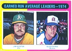 1975 Topps Mini Baseball Cards      311     Jim Hunter/Buzz Capra LL